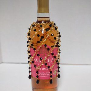 Hand Crafted Black & Gold Wine Bottle Cover